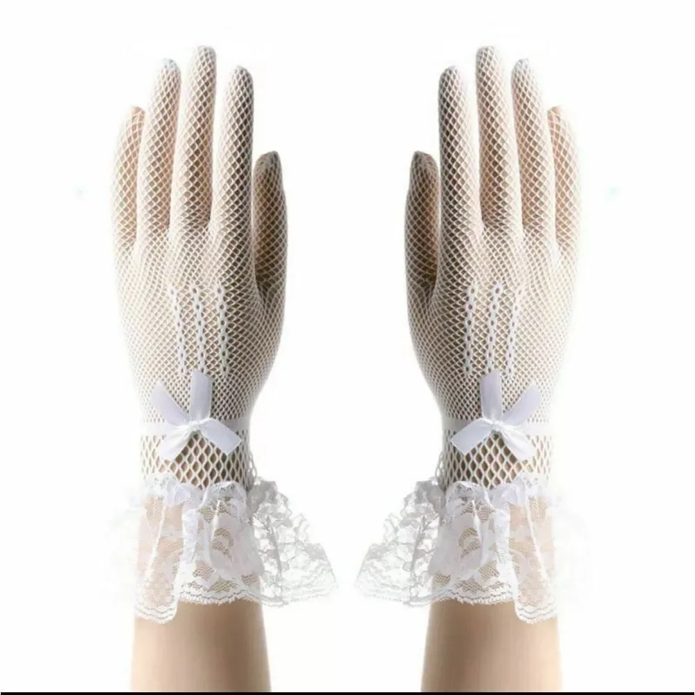 Elegant White Lace Gloves Women Lace Gloves for Wedding Elegant Short Wrist Glov